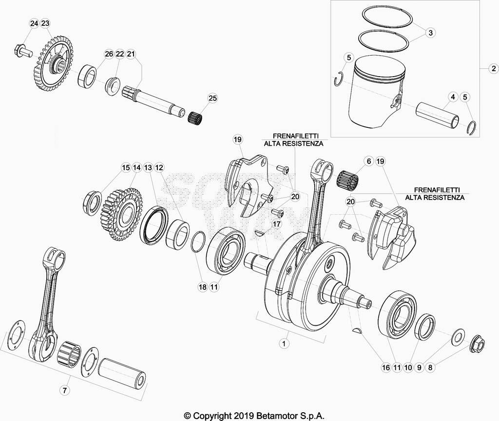 Vilebrequin/piston No 197