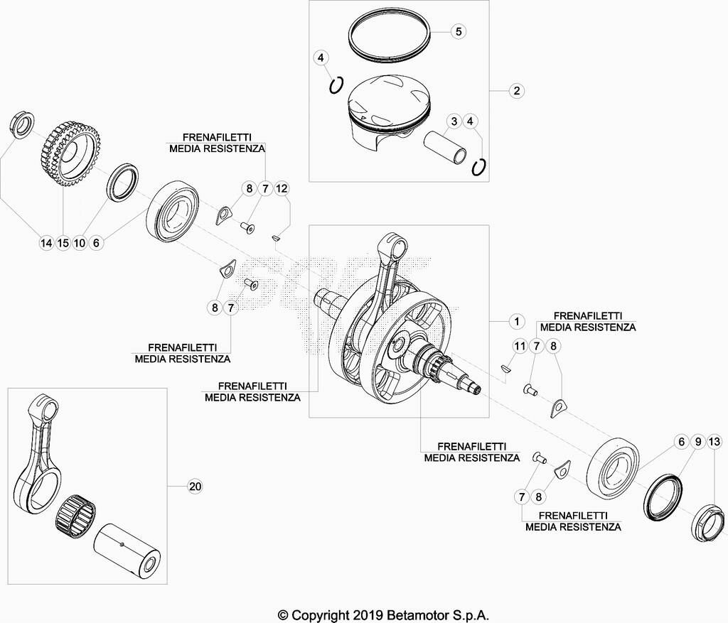 Vilebrequin/piston No 202