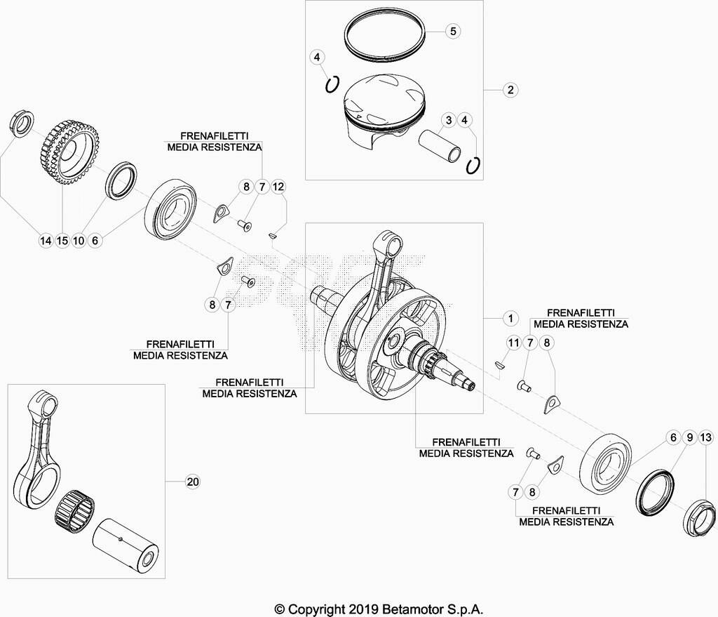 Vilebrequin/piston No 195