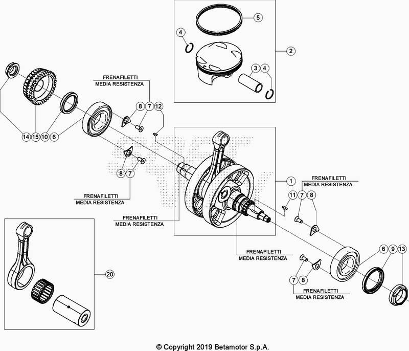 Vilebrequin/piston No 196