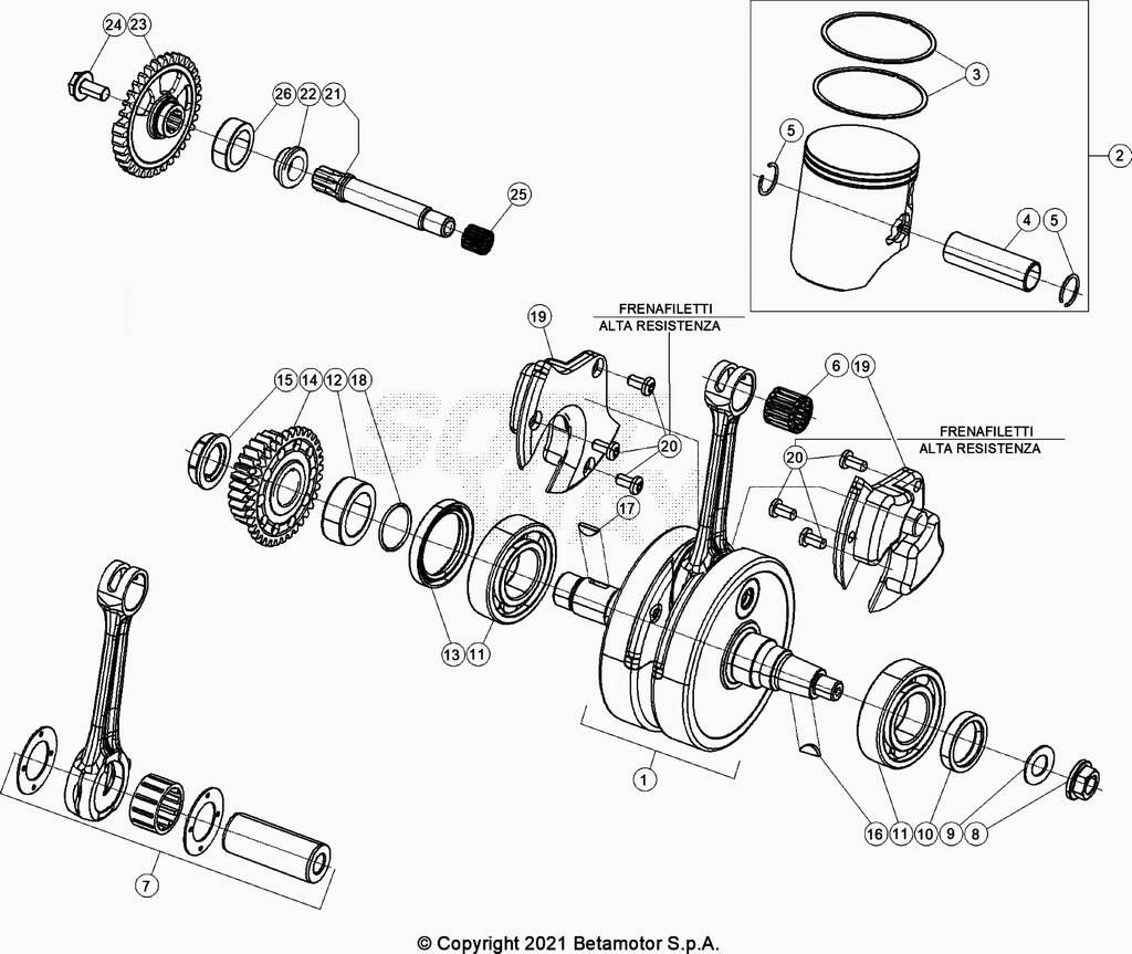 Vilebrequin/piston No 199