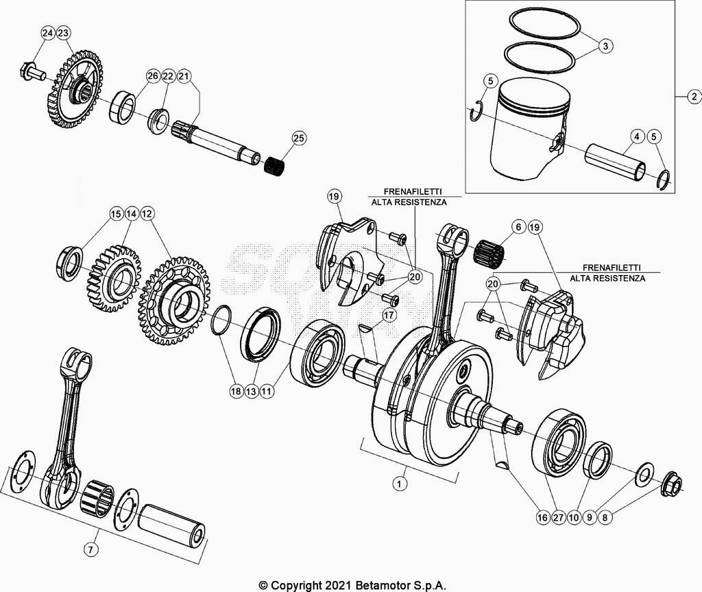 Vilebrequin/piston No 177