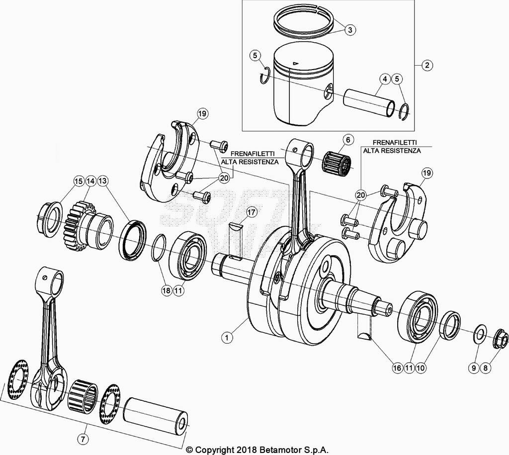Vilebrequin piston contre arbre No 1